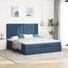 Cadre de lit avec matelas - Maison Exclusive - 200x200cm - Tissu bleu - Rangement sous le lit