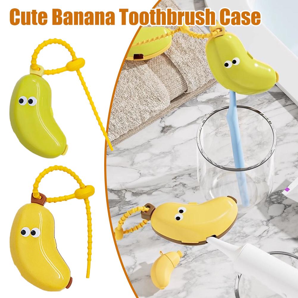 Cute Banana Hiking Camping Brush Cap Case Portable Box Portable Toothbrush Holder Must-have Travel Toothbrush Protective Cap