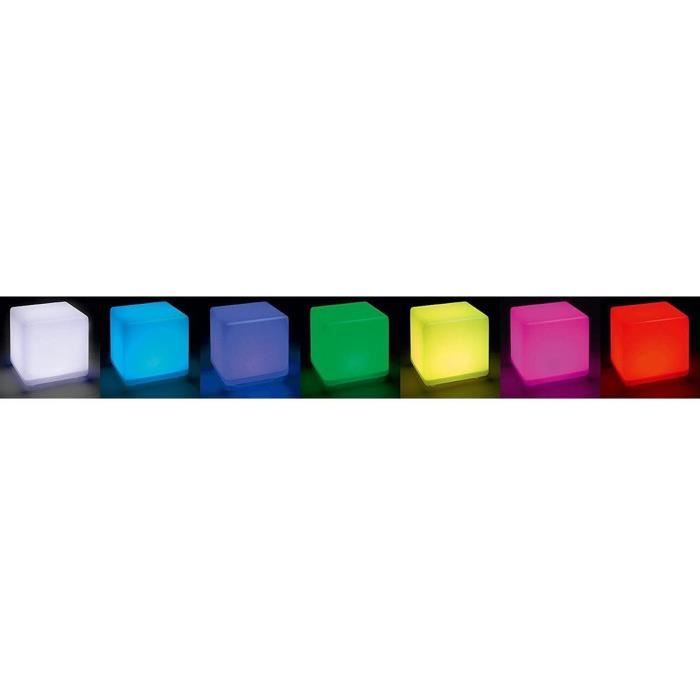 Luminous Solar Cube - LUMISKY - CASY - H30 Cm - Stool Coffee Table - White and Multicoloured LED