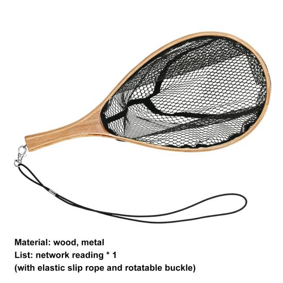 Mini Landing Dip Net Tear Resistance Wood Handle Dense Hole Fish Dipping Net for Angling