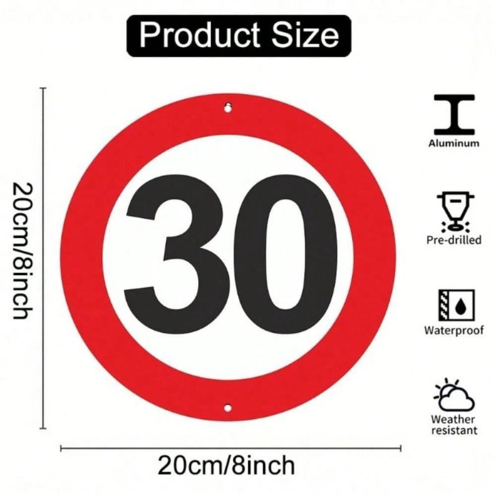30 Km/h Speed Limit Metal Tin Sign, Aluminum Wall Art Poster for School
