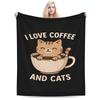 Kaffee Und Katzen Kawaii Niedlichkeits-Überladung Personalisiert Bequem Dekorieren Sie Ihr Zuhause Eine UltraWeiche Mikrofaserdecke