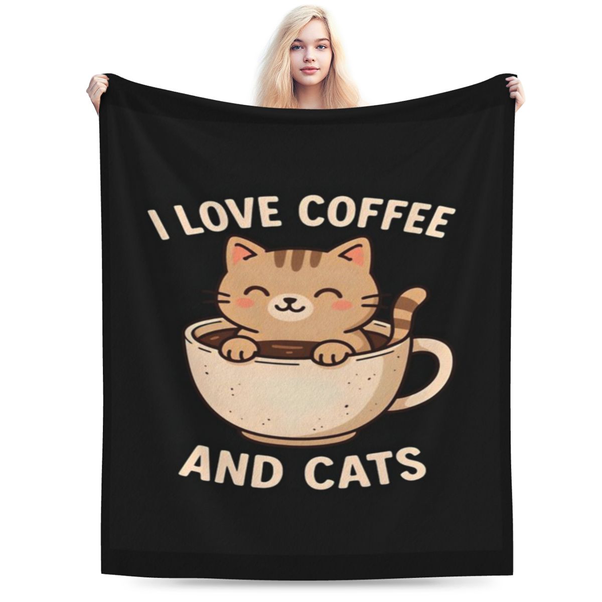 Coffee And Cats Kawaii Cuteness Overload Personalized Comfortable Decorate Home An UltraSoft Micro Fleece Blanket 75x100cm 30x40in
