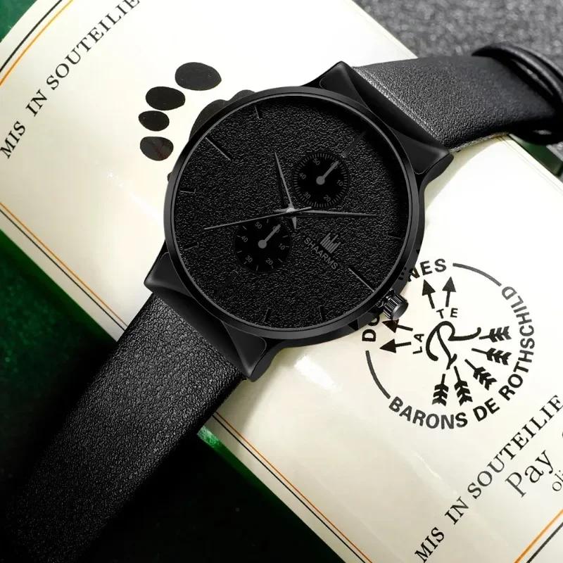 Top Luxury Men's Watches Dial Man Sports Watches Simple Black Leather Electronic Male Wrist Timepiece Gifts Fashion And Casual