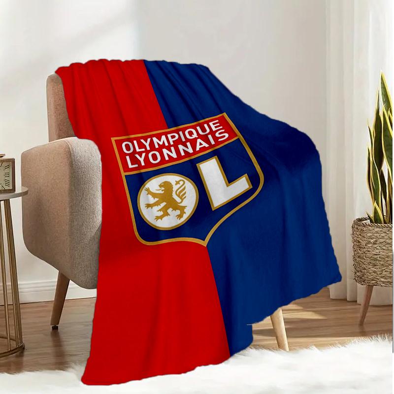 Lyonnais Football Crest Blanket Lightweight Ideal Bedding Blanket Perfect for Travel, Camping, Living Rooms, Offices, Sofas, Fan Christmas Gift