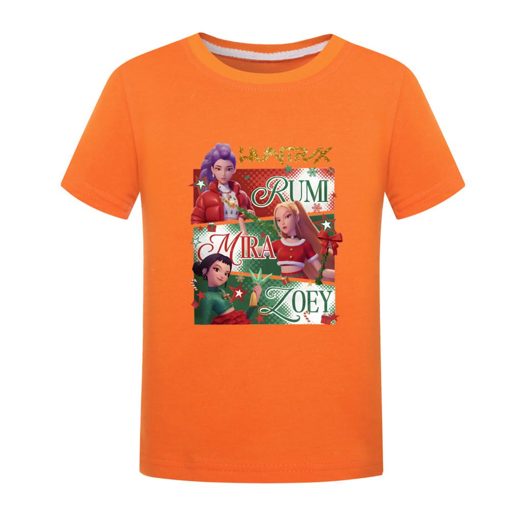 

5181 Детская футболка с короткими рукавами из хлопка с принтом Rumi Mira Zoey на Рождество и Новый год для девочек и мальчиков 170cm оранжевый