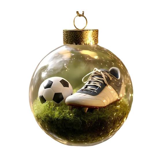 Funny 3D Sports Ball Christmas Tree Ornaments Micro Scene Sports Holiday Ornament Clear Ball Hanging Decoration Keepsake Gift