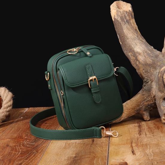 Women Messenger Bag Faux Leather Mini Crossbody Bag Retro Shoulder Bag with Adjustable Removable Strap for Travel Shopping Work