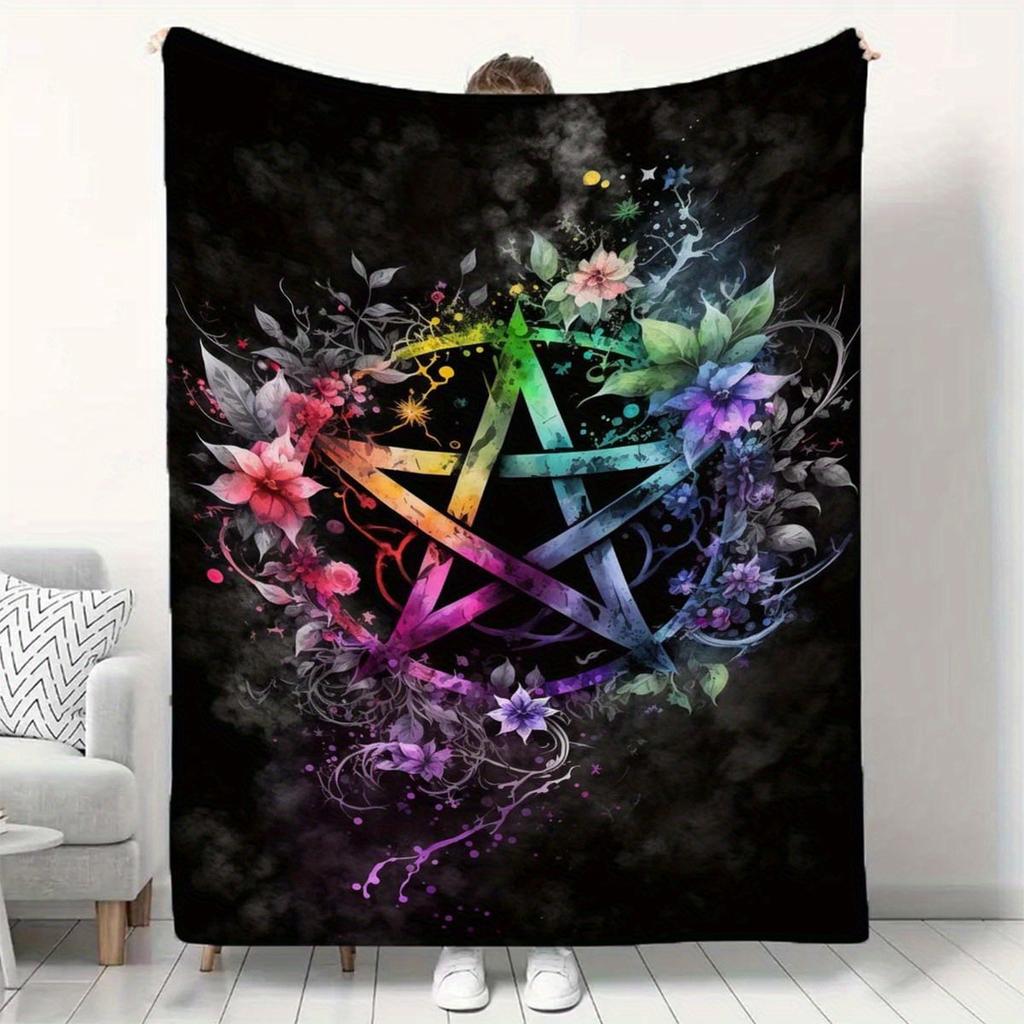 Mysterious Mandala Pentagram Digital-printed Polyester Bedroom Velvet Flannel Cover Blanket Fleece Soft Cover Blankets for Beds
