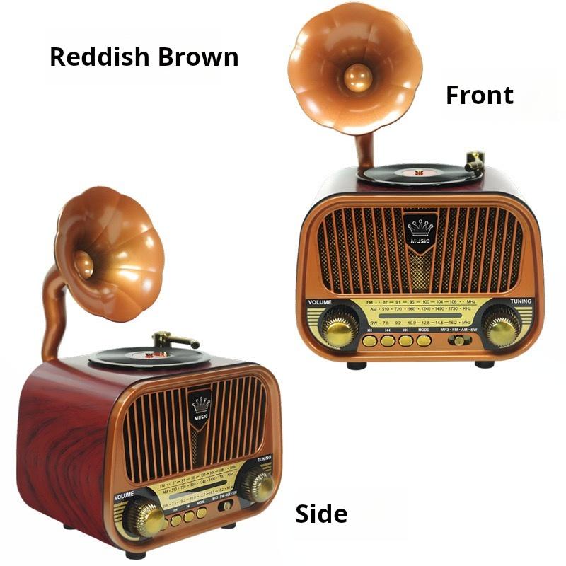 New High-end Retro Multifunctional Full Band Radio Imitating Phonograph, Mini Wireless Bluetooth Speaker, Plug-in Speaker