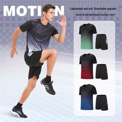 Men's Quick-Dry Short-Sleeve Sportswear Set for Summer Running and Fitness