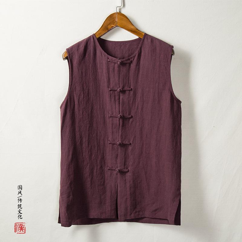 

Men s Chinese Style Sleeveless Round Neck Vest - Spring/Summer Collection 4XL вино красного