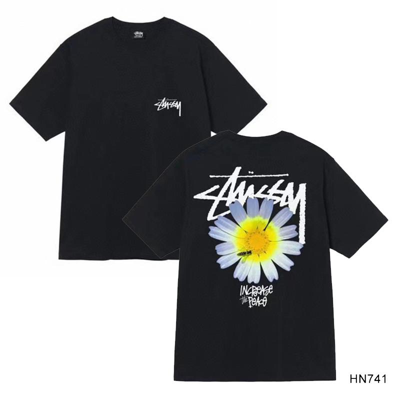 Stussy 2025 Sommer Neues Hochwertiges Rundhals-T-Shirt aus Baumwolle für Männer und Frauen Klassisches Logo mit neuem Musterdruck Paar-T-Shirt