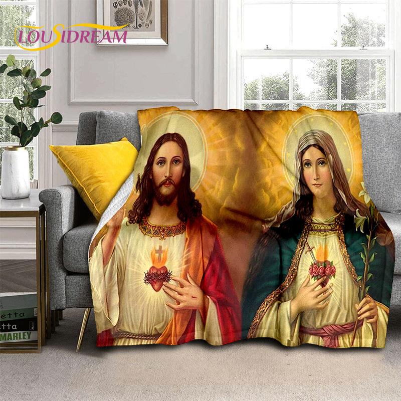

Jesus Blessed Virgin Mary Pray Blanket,Soft Throw Blanket for Home Bedroom Bed Sofa Picnic Travel Office Rest Cover Blanket Kids 30x40in