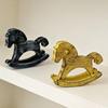 Hand-painted Wood Rocking Horse Figurine Vintage Miniature Rocking Horse Statue Home Office Living Room Desktop Decoration Ornament