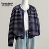 Sibo She Women's Casual Striped Color-Block Knit Cardigan
