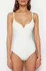 Women's Fashion New Swimsuit Ecru V-Neck Regular Swimsuit