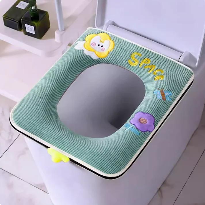 Square toilet seat cushion ring Toilet cover with seasonal zipper design Cute Household Waterproof Toilet Cushion