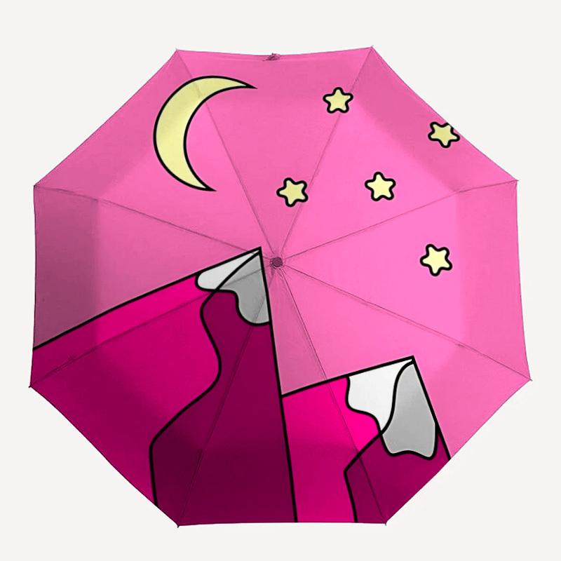 

1pc Mountain Night Sky Stars Automatic Folding Umbrella, Portable & Foldable Design with 8 Ribs, Casual Outdoor Accessory yy250805126