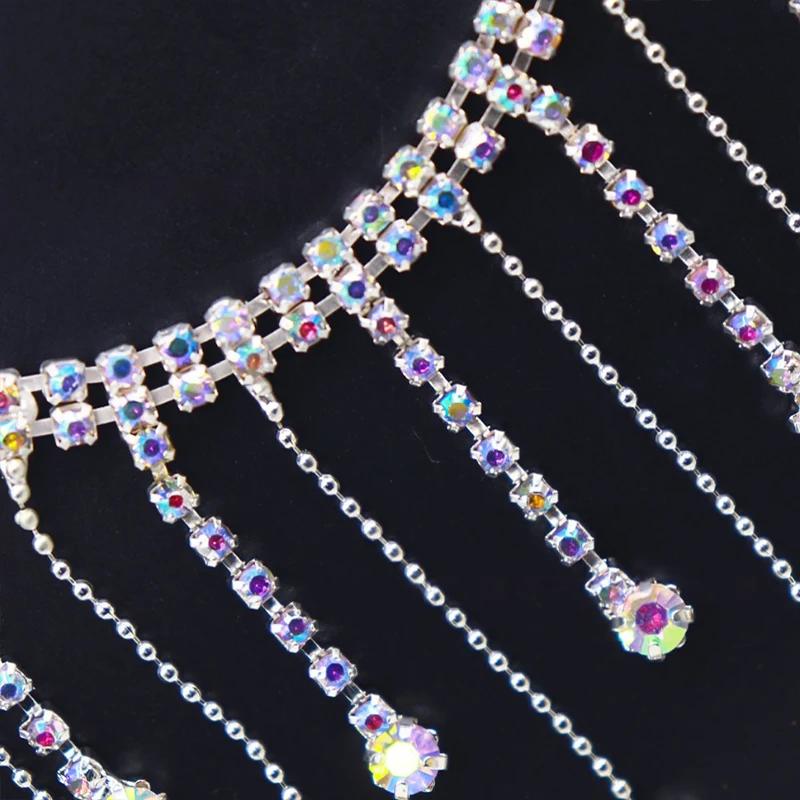 90cm Kristall Strass Quaste Krallenkette Nähen Auf Klare Strass Fransenbesatz Kette Dekorative Handarbeit Hochzeitskleid DIY