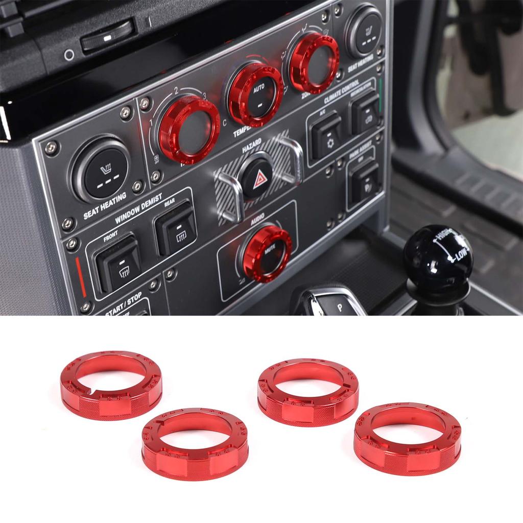 For INEOS Grenadier 2020-2026 Aluminum Alloy Red Car Central Control Air Conditioning Volume Knob Ring Decorative Accessories