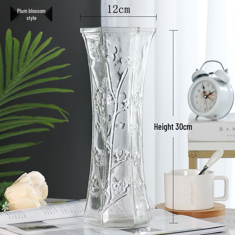 Nordic Cone-Shaped Transparent Glass Vase for Lucky Bamboo and Flowers
