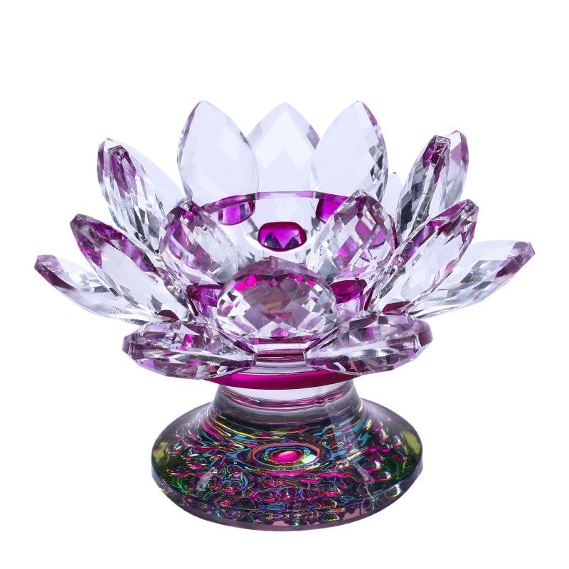 Kristall-Lotus-Glas-Kerzenhalter - Mehrfarbiges Ornament, Ewige Butterlampe für Heimdekoration