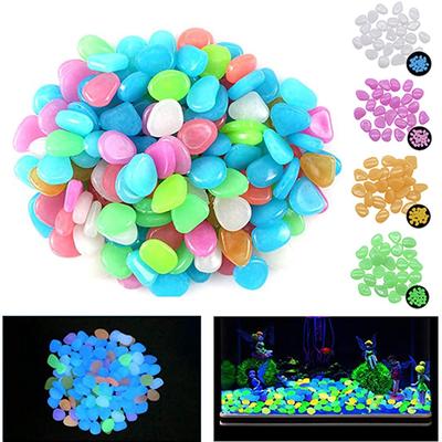 100pcs Glow In The Dark Pebbles Luminous Stones Rocks For Garden Aquariums Deco