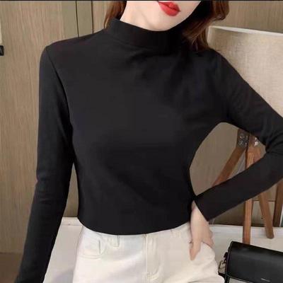 Dames Half Hoge Hals Slim Fit Warm T-shirt - Herfst/Winter Effen Kleur.