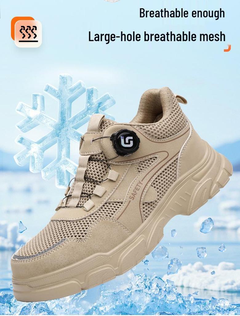 Men's Lightweight Steel Toe Safety Shoes: Breathable, Anti-Smash, Anti-Puncture, Comfortable, Wear-Resistant Labor Protection Footwear.