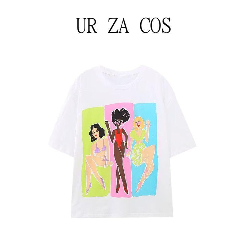 Fashion Style Summer New Arrival Female Slim Looking All-Matching Round Neck Short Sleeve Girl Print T-shirt 0085358 250