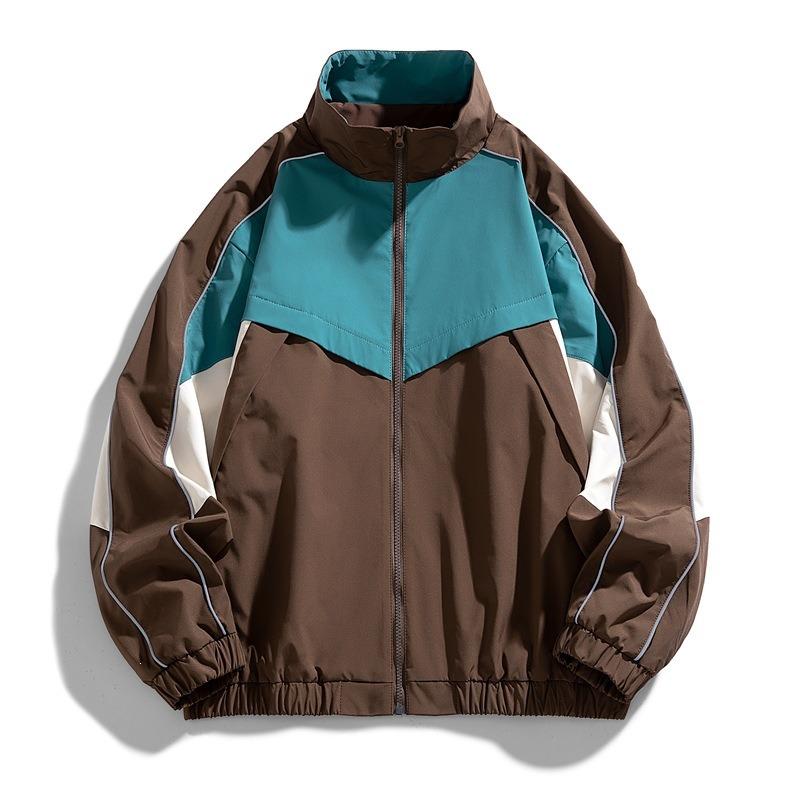 Herren S Vintage Farbblock Stehkragen Locker Lässig Sportjacke