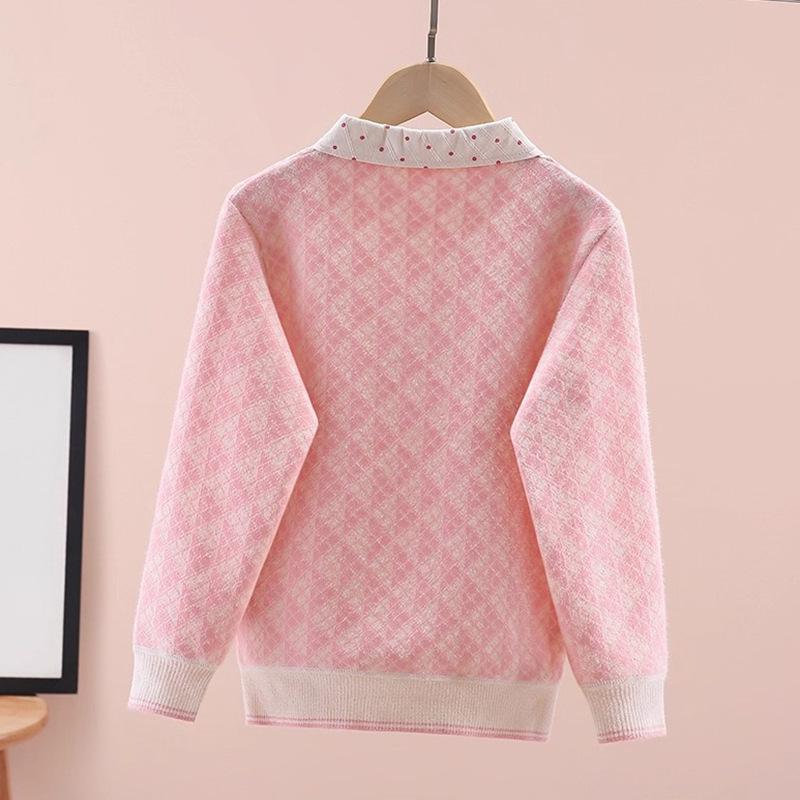 Dívčí mikina se vzhledem dvoudílného kompletu – Módní top s límečkem košile a dlouhým rukávem na jaro/podzim pro velké děti.