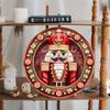 Nutcracker Wooden Sign, Round Door Hanger, Wall Decor, Waterproof, HD Printing, Pre-drilled, Weather Resistant for Church Front Door Wall Hanging
