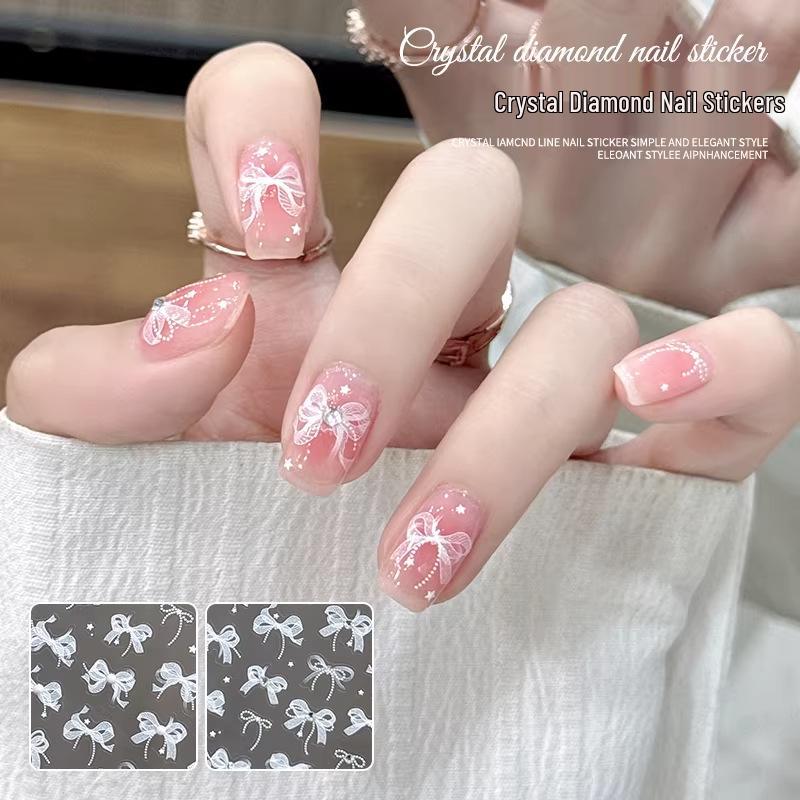 Mesh Pearl Bow Crystal Nail Art Stickers MS-624 Pearl Bow