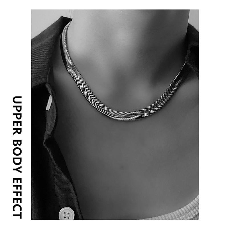 Titanium Steel Geometric Choker Necklace For Men Women Cool Minimalist Jewelry