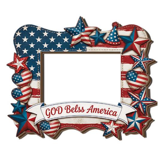 4th of July Patriotic Photo Frame Independence Day Wooden Picture E