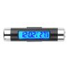 2-in-1 Portable Car Clock Thermometer Digital LCD Clock Car Indoor Thermometer Blue Backlight Suitable for Car, Office, Etc.