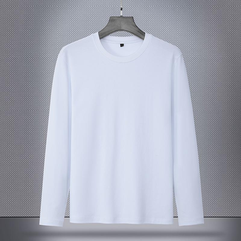 240g Double-Sided Liquid Ammonia Cotton Long Sleeve Unisex T-Shirt - New Solid Color Casual Base Layer for Autumn/Winter 2024