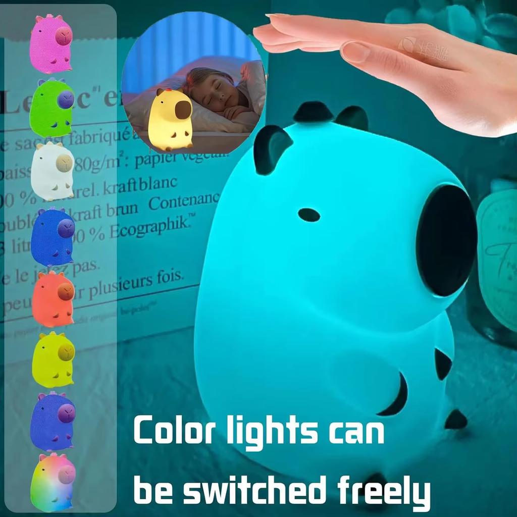 Capybara Silicone Night Light Cute Panda Rechargeable Adjustable Brightness Timing Rechargeable Sleep Nightlights For Kids Room