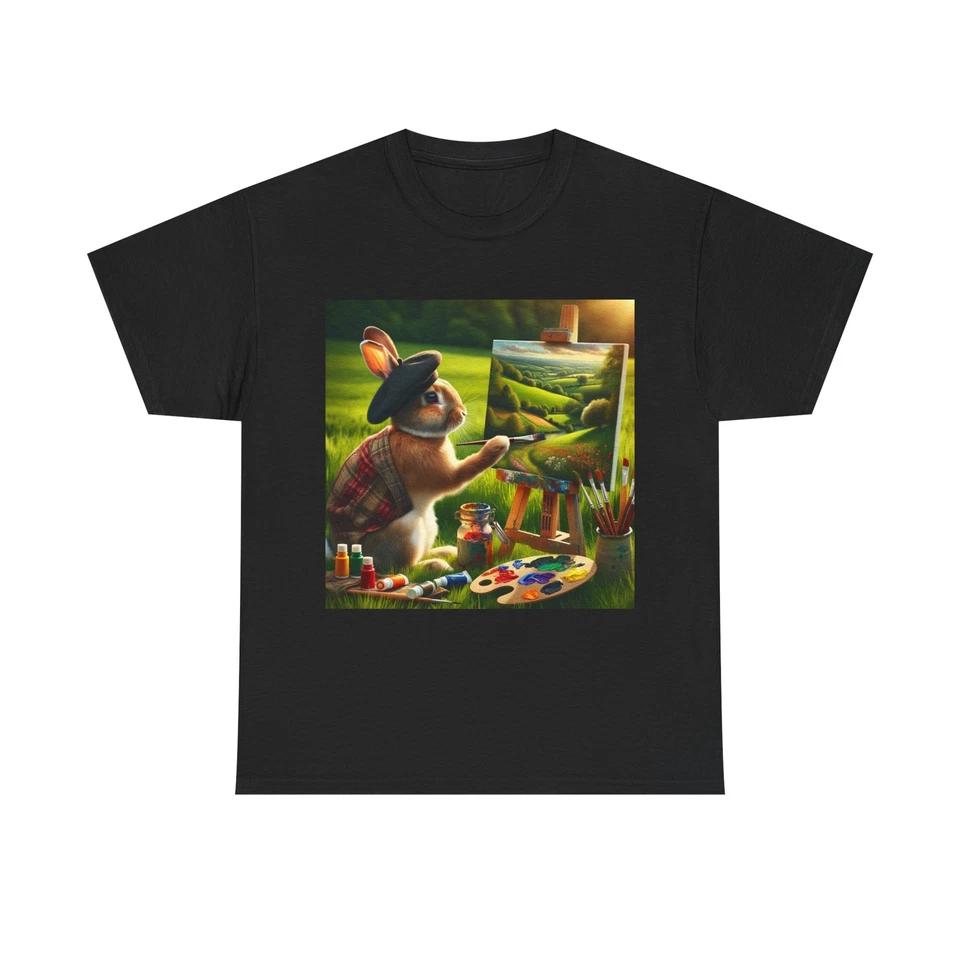 Unisex Adult T Shirt Vintage Rabbit Painter at Easel 3XL