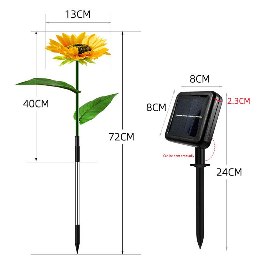 LED Sunflower Lawn Atmosphere Light Waterproof Solar Path Yard Lights  Easy Installation Automatic Switch for Home Garden