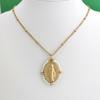 QMHJE Virgin Mary Stainless Steel Pendant Necklace Women Choker Beads Chain Oval Round Charm Gold Color Jewelry White Black