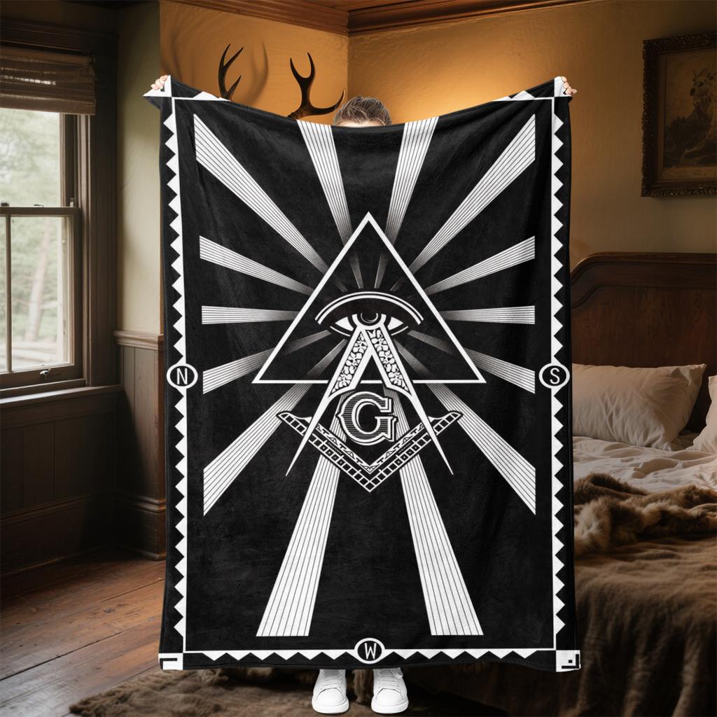1PC  Freemason Poster Masonic Symbols  Soft Comfortable Throw Blanket Suitable All Seasons Great Gift Idea Home Office Travel