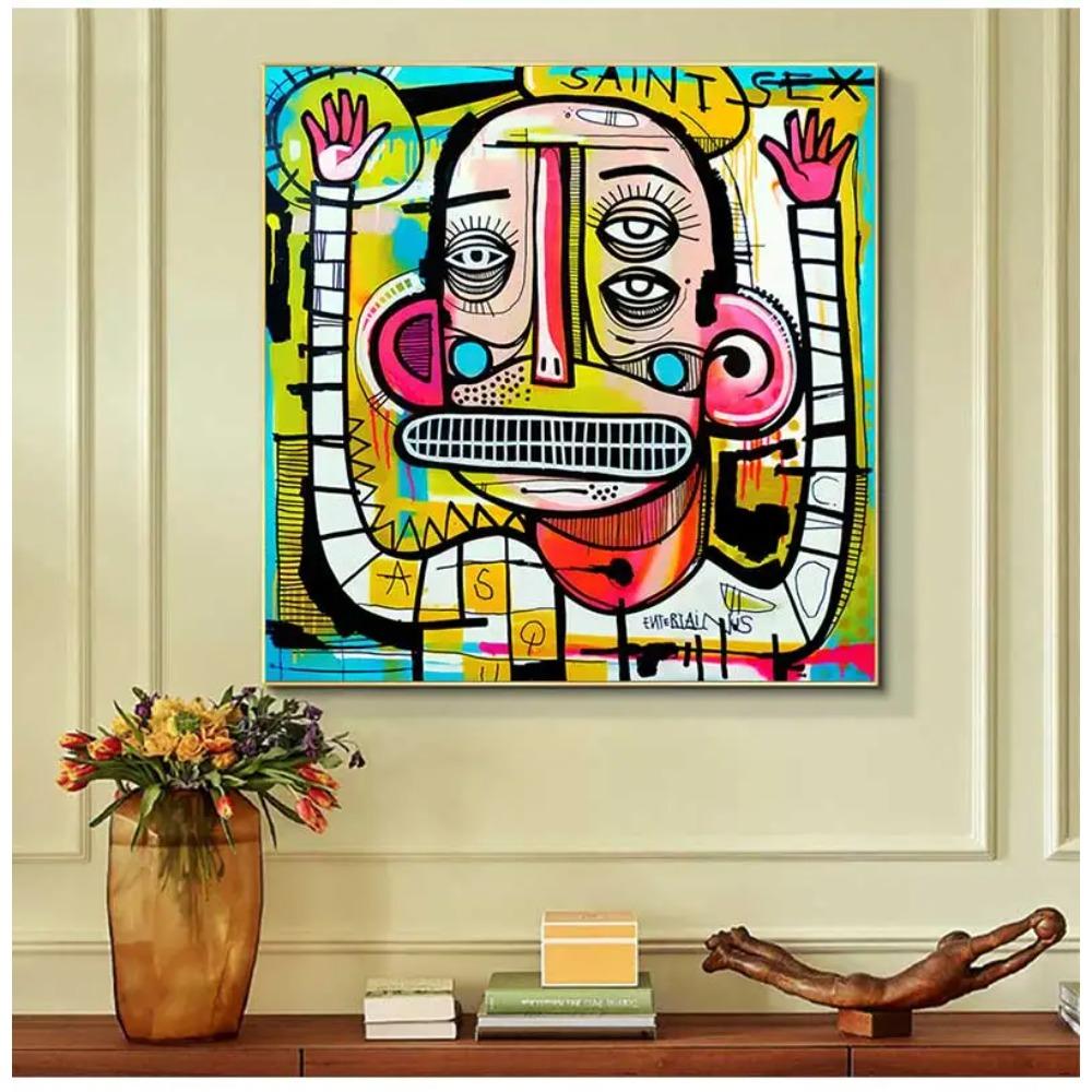 Wall Art Pictures For Living Room Decoration No Frame Graffiti Street Art Poster Joachim Abstract Colorful Face Canvas Painting