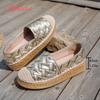 Fashion Aphixta New Flat Platform Women's Casual Shoes 4.5cm Chunky Heels Silver Gold Loafers Weave Design Autumn Woman Flats Size 35-43