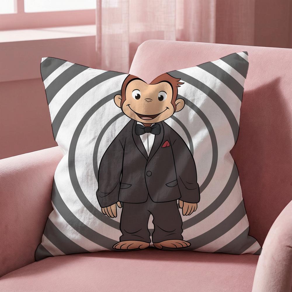 C-Curious George ZEICHENTRICK Kissenbezug Mehrzweck-Kissenbezug für Zuhause & Auto - Wendbar, Weich & Langlebig für den täglichen Gebrauch