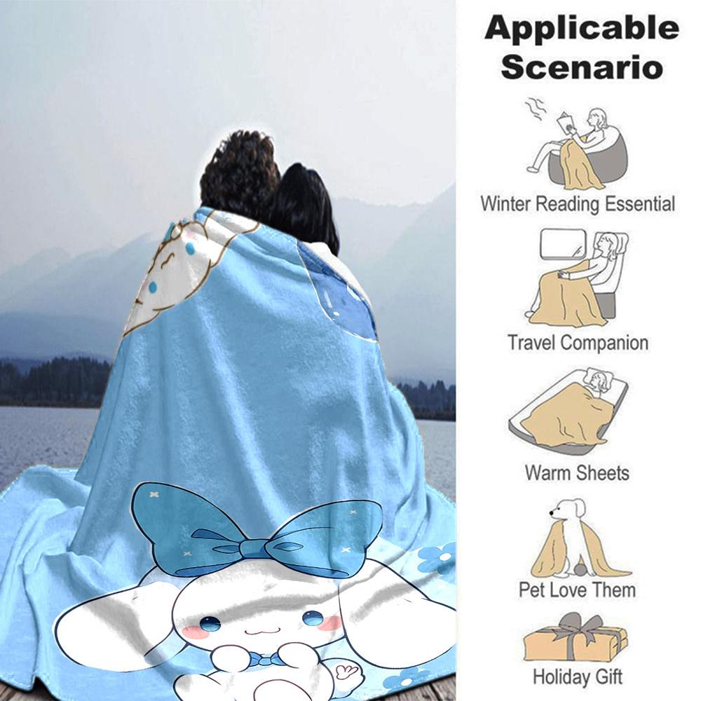 1pc rabbit bow blanket Lightweight Flannel Throw for Sofa Bed Travel Camping Livingroom Office Couch Chair
