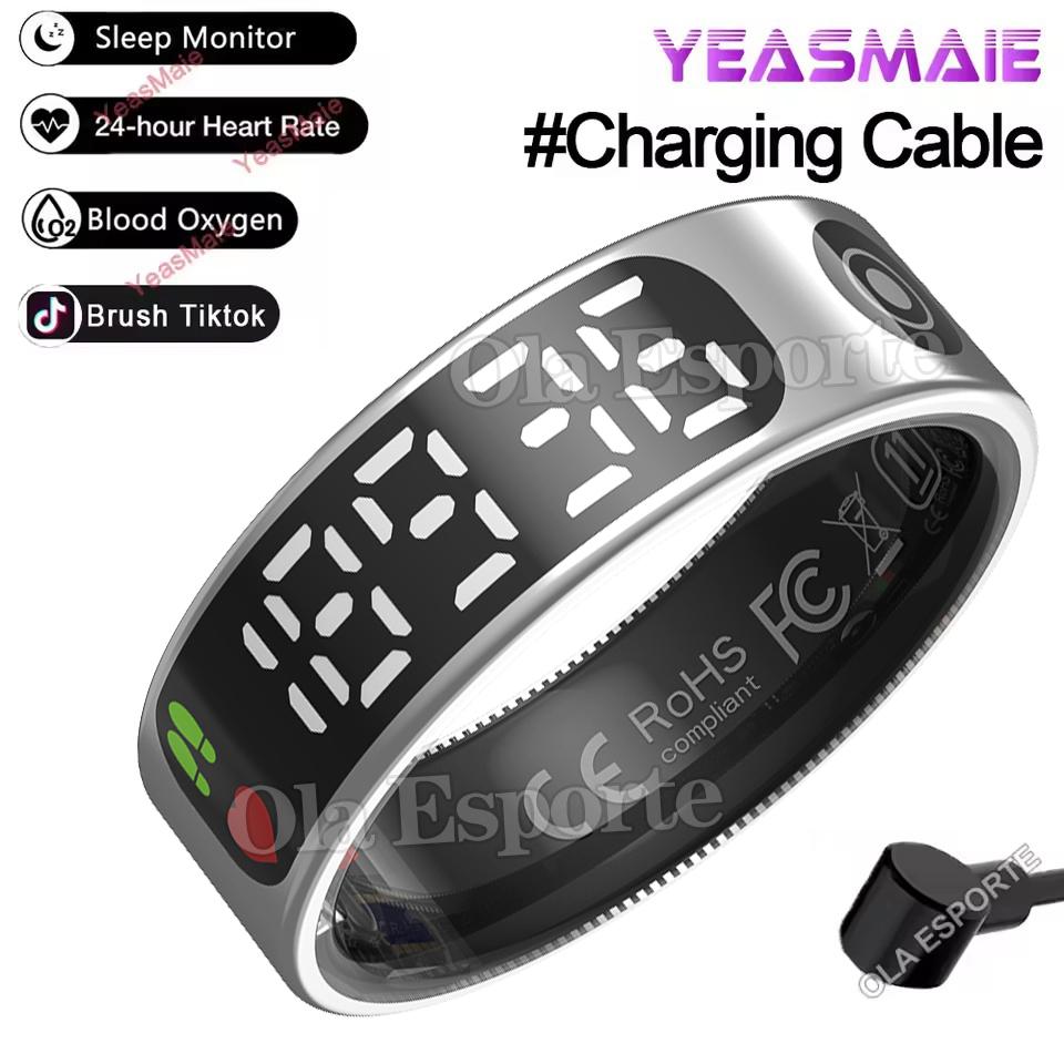 New Smart Ring LED Display Screen Heart Rate Blood Oxygen Monitor Waterproof Fitness Sports Smartring Men Women For Android IOS
