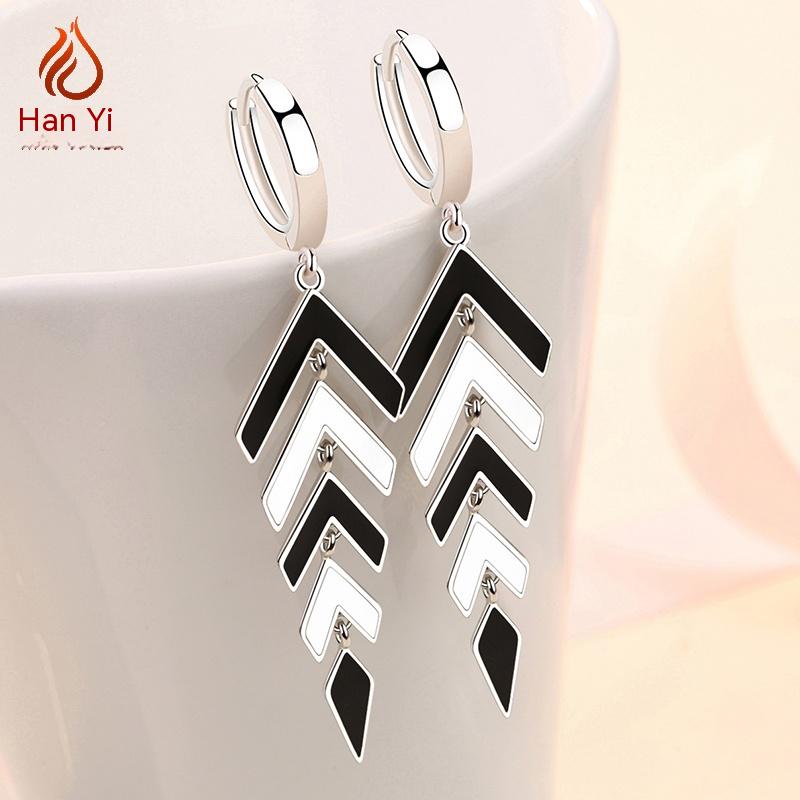 

Серьги из стерлингового серебра 925 пробы, женские высококачественные темпераментные серьги из рыбьей кости с длинными кисточками, тонкие гипоаллергенные серьги